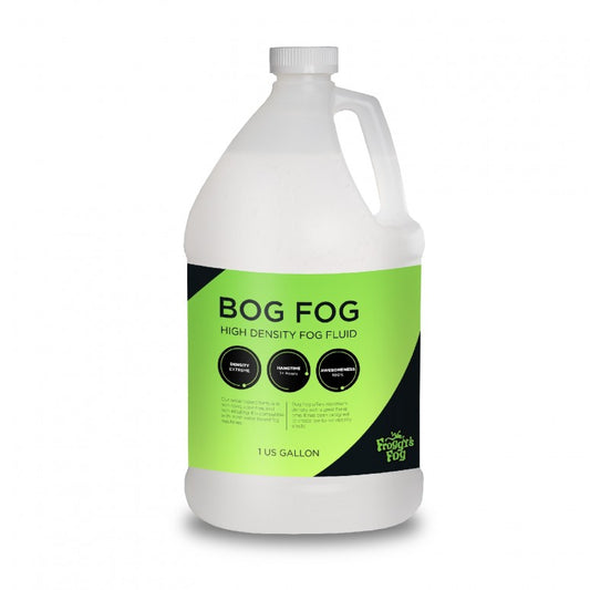Bottle of Bog Fog high density fog fluid on a white background